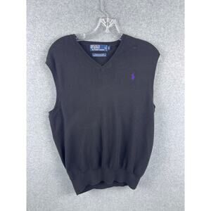 Polo Ralph Lauren Sweater Vest‎ Men's M Black V Neck Pullover Pima Cotton